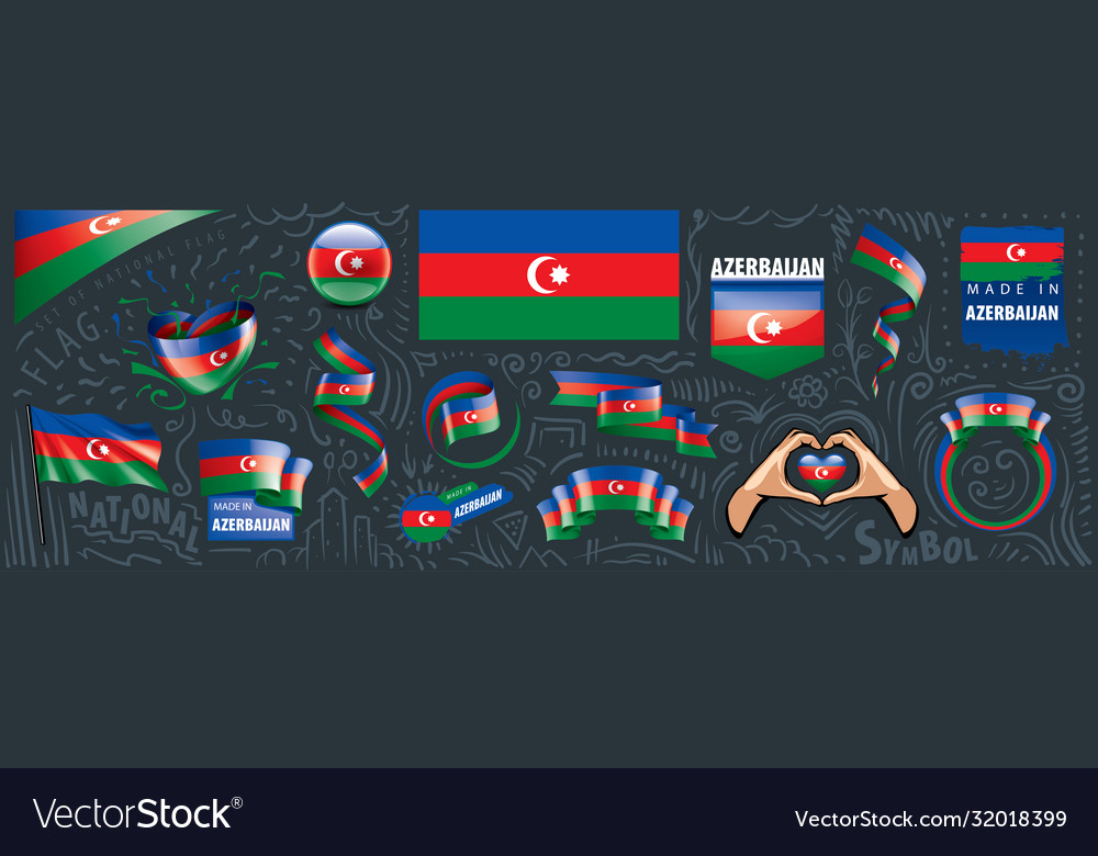 Set national flag azerbaijan