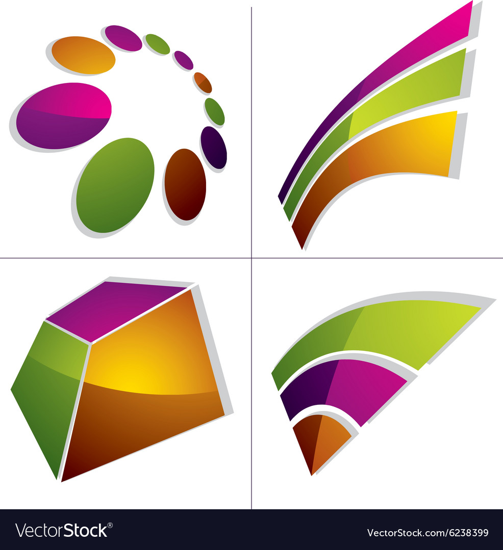 Three-dimensional colorful graphical icons set