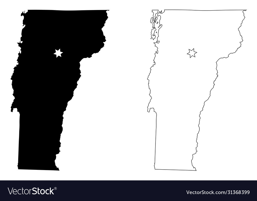 Vermont vt state map usa with capital city star