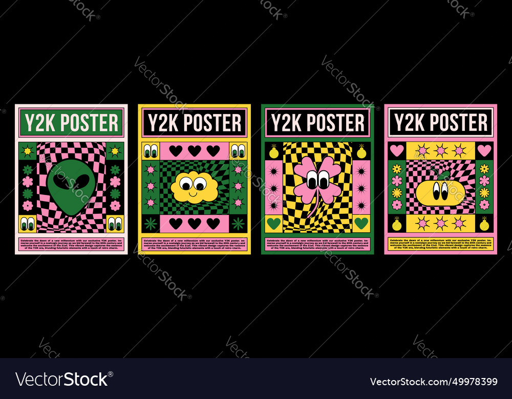 Y2k poster design template Royalty Free Vector Image