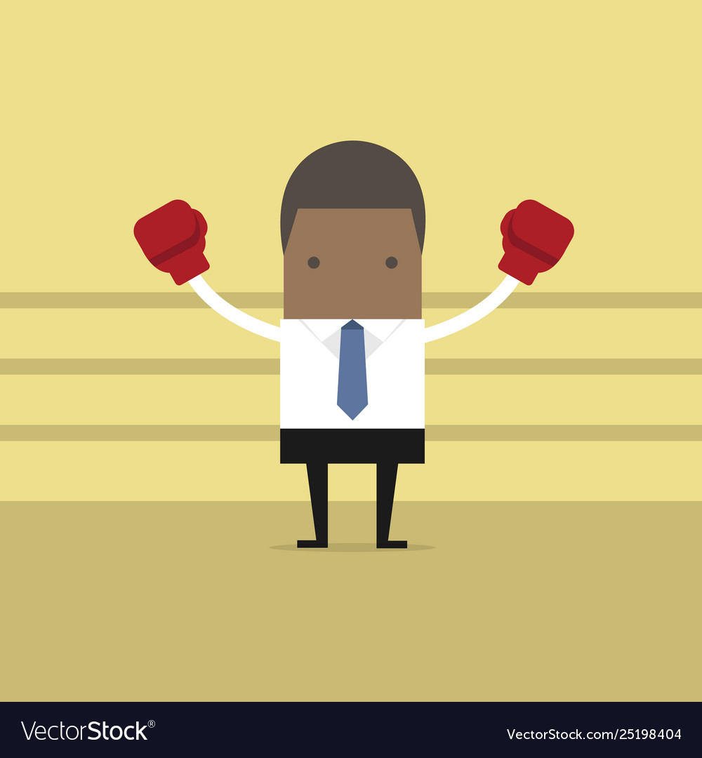 African businessman with his boxing gloves Vector Image