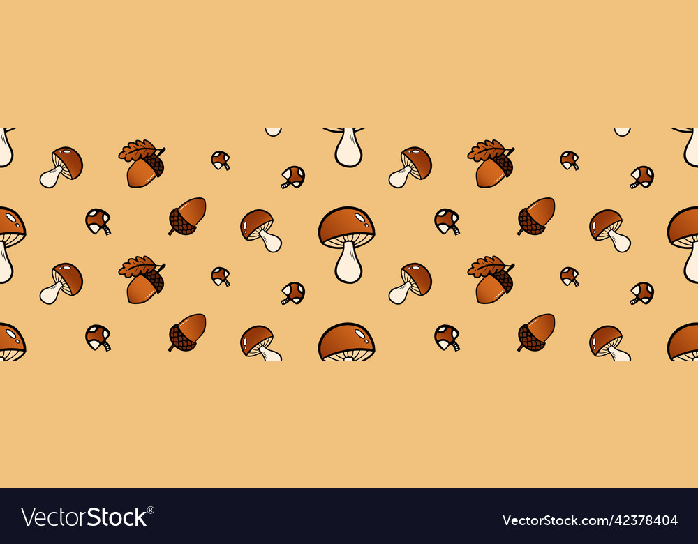 Autumn fall horizontal pattern with mushrooms
