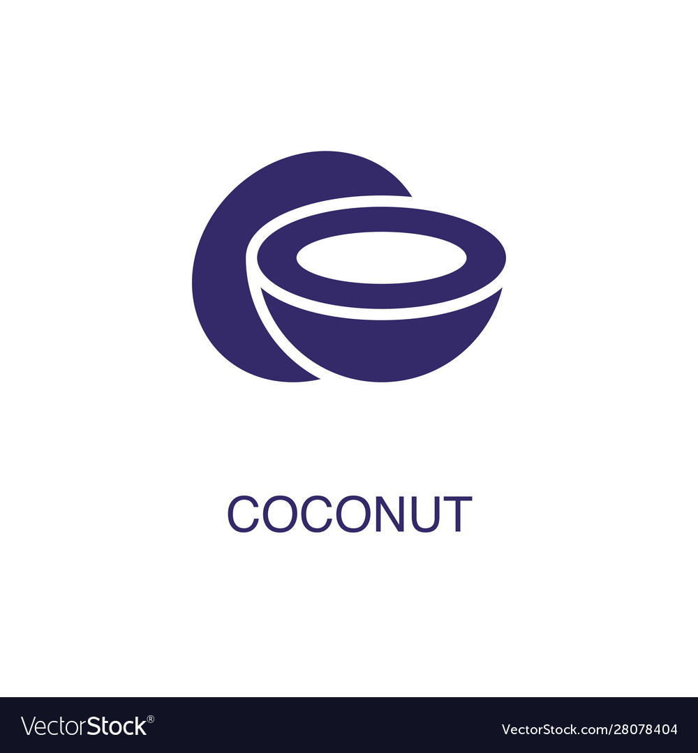 Coconut element in flat simple style on white