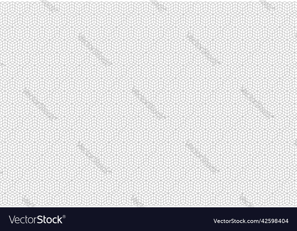 Cube seamless pattern simple line design in black