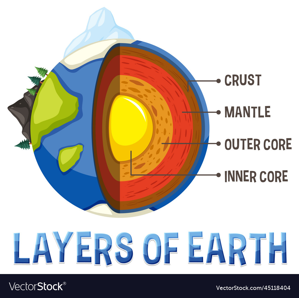 Diagram showing layers of the earth lithosphere Vector Image