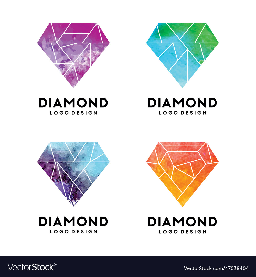 Diamond with watercolor texture logo template Vector Image