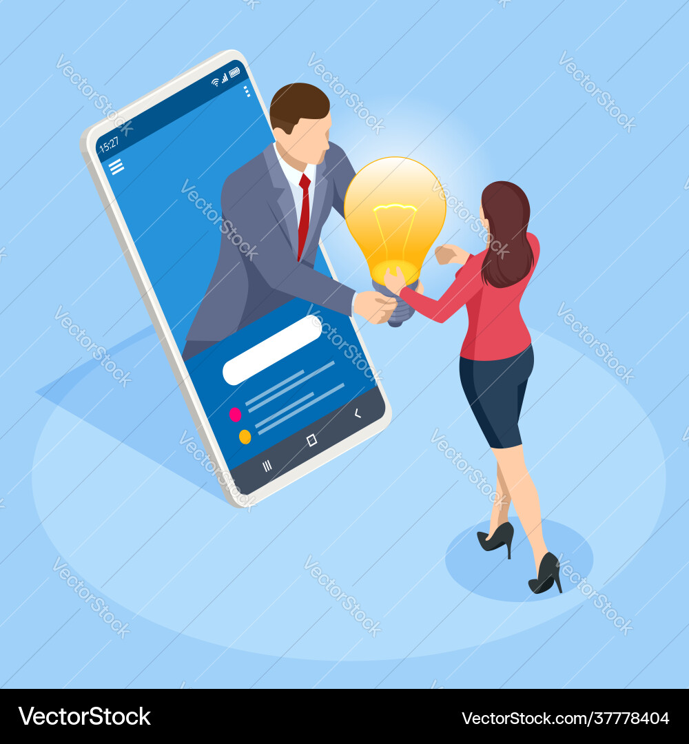 Isometric develop creative business idea concept Vector Image