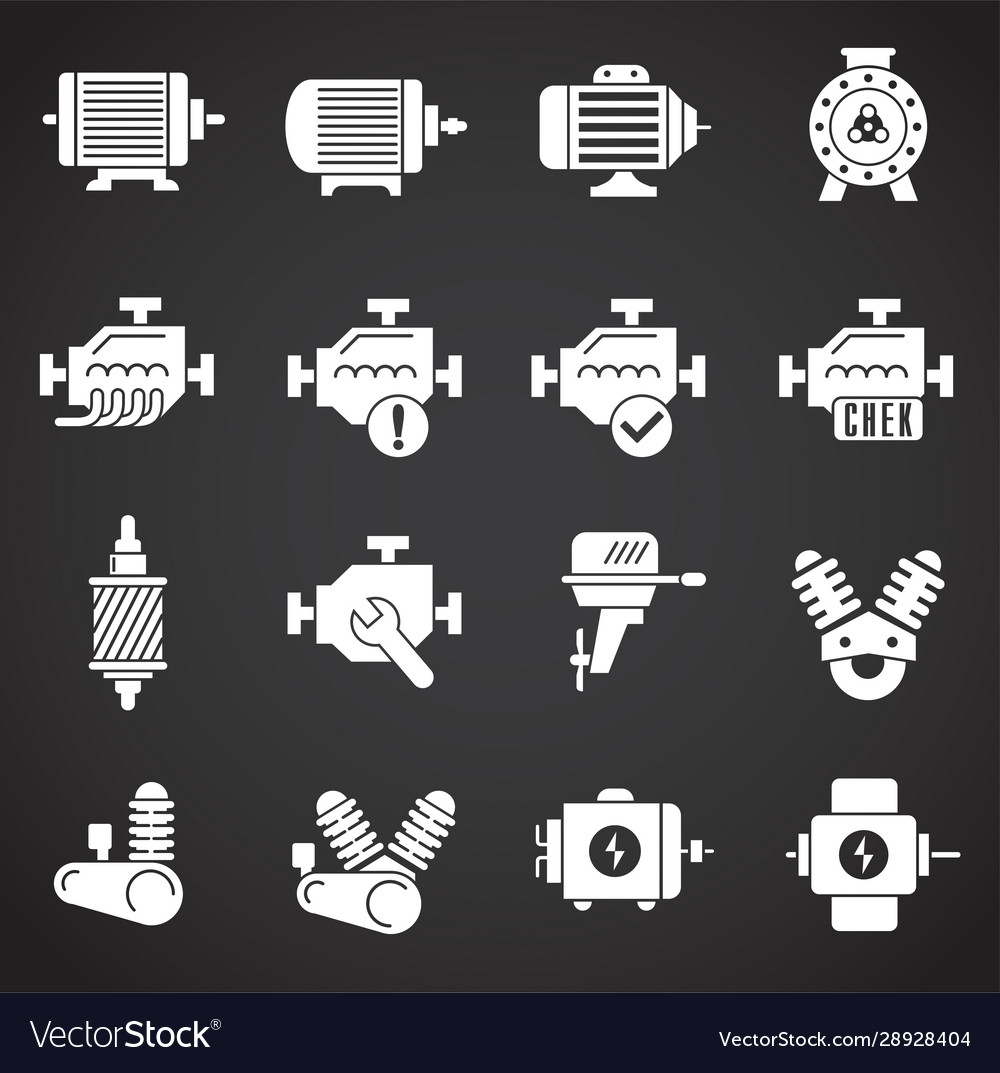 Motor related icons set on background for graphic