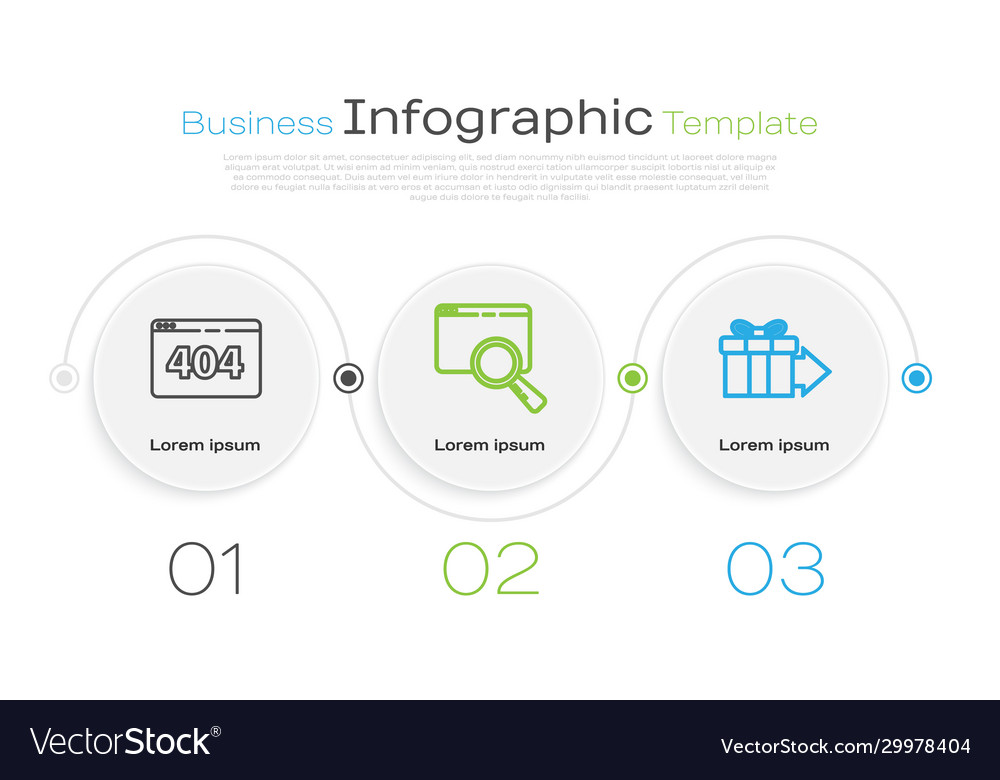 Set line page with a 404 error search Vector Image Set line page with a 404 error search