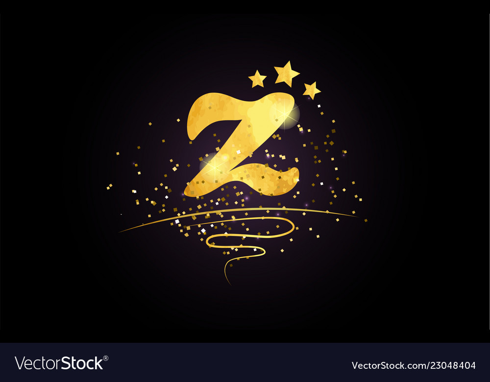 Z letter alphabet icon design with golden star