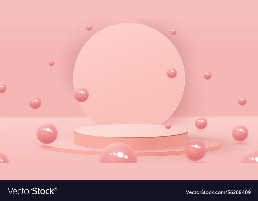 3d rendering a podium box with balls bouncing