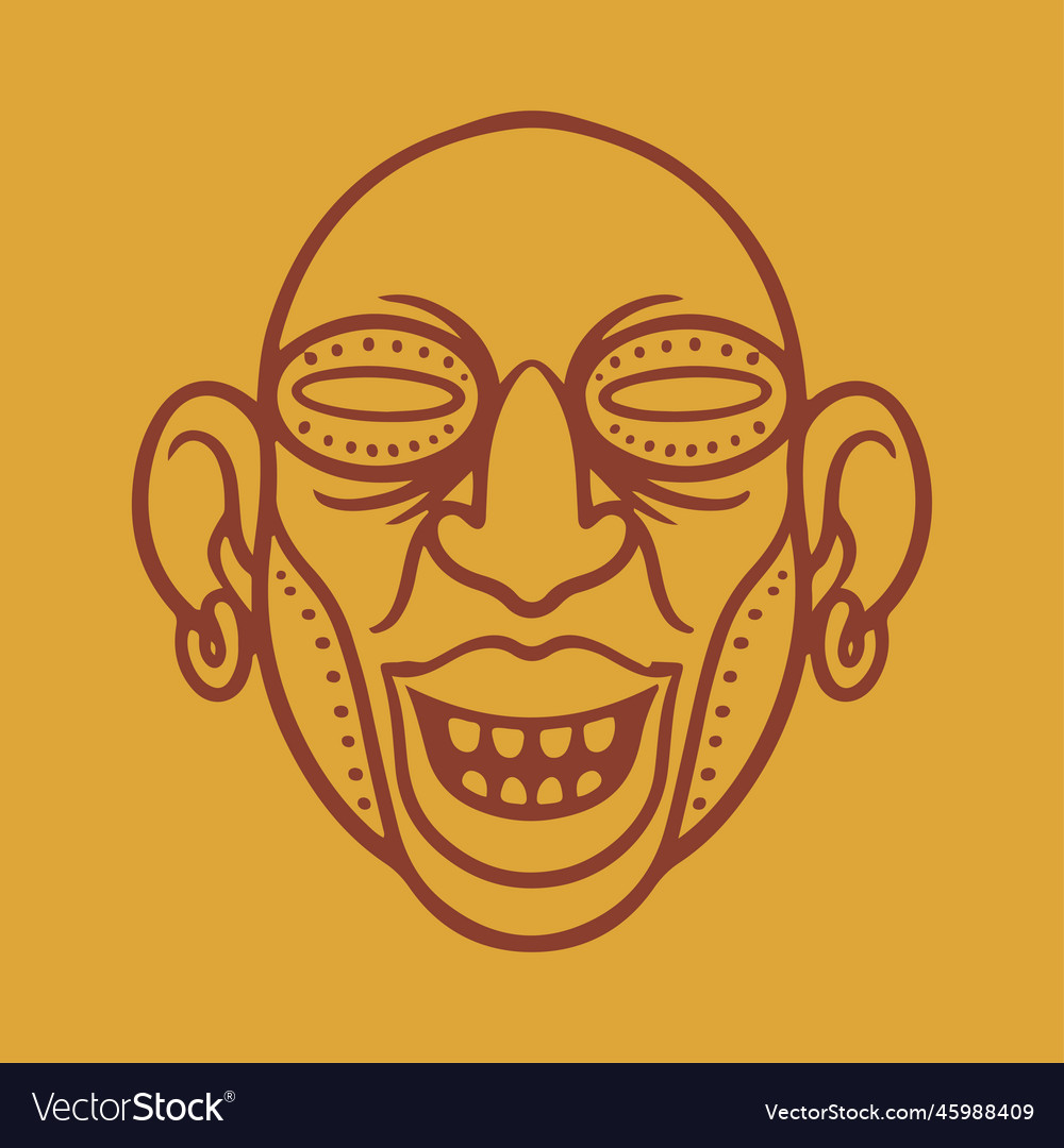 Ancient face mask tribal maya flat on yellow vector image Ancient face mask tribal maya flat on yellow