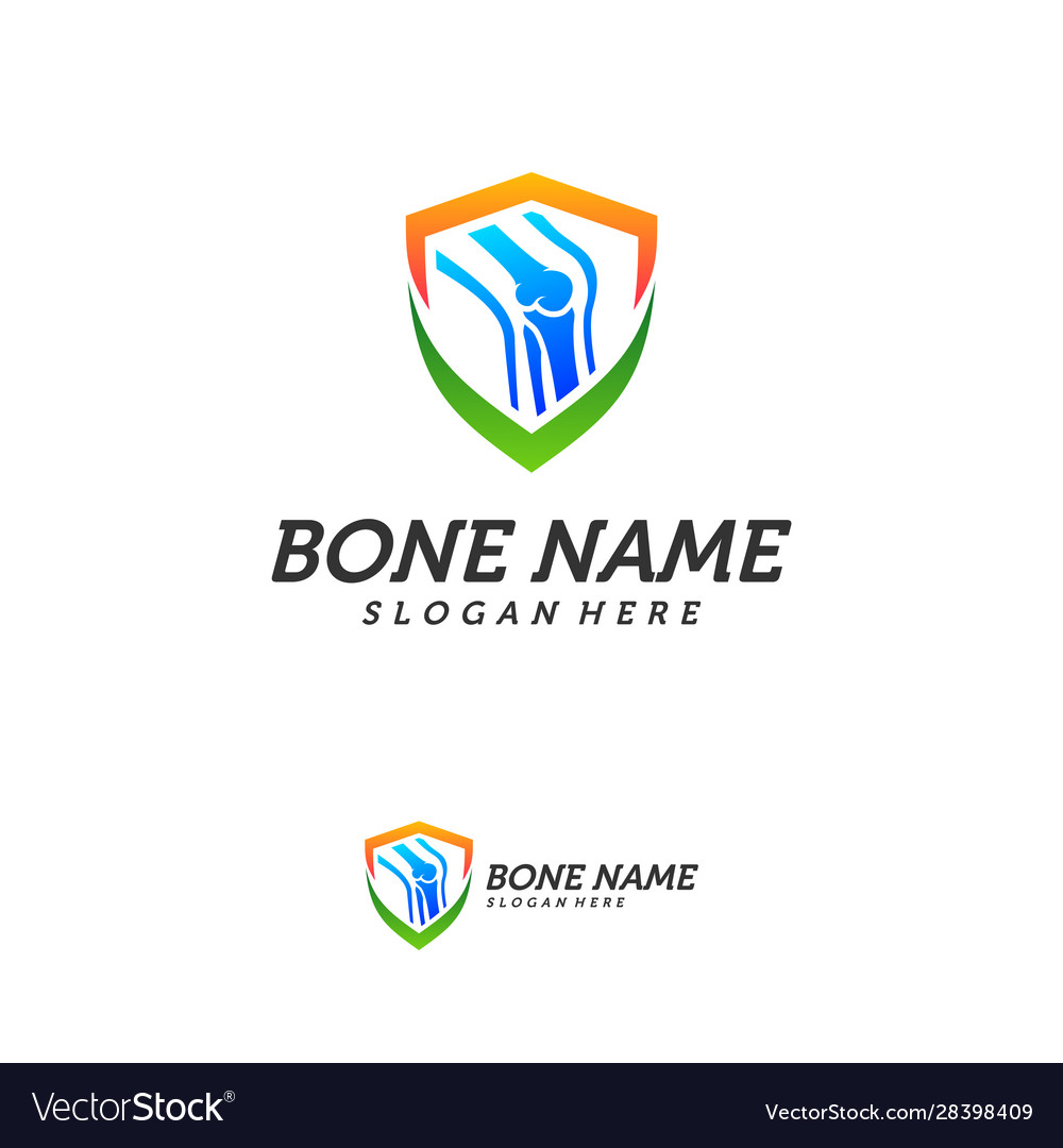 Bone shield logo healthy icon knee bones
