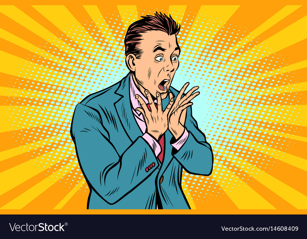 Businessman scared shock reaction Royalty Free Vector Image