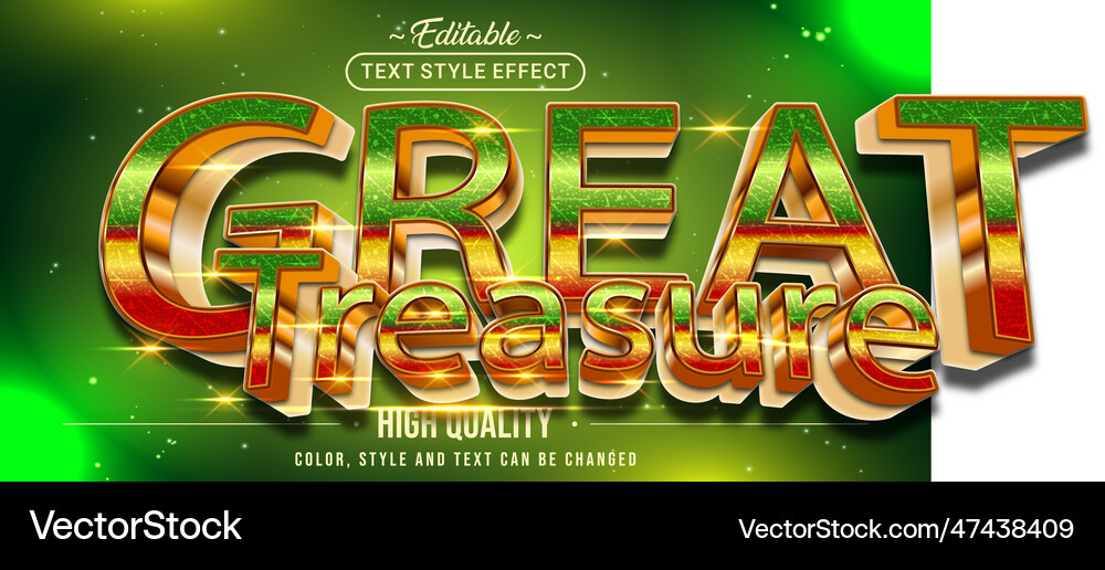 Editable Text Style Effect Great Treasure Vector Image