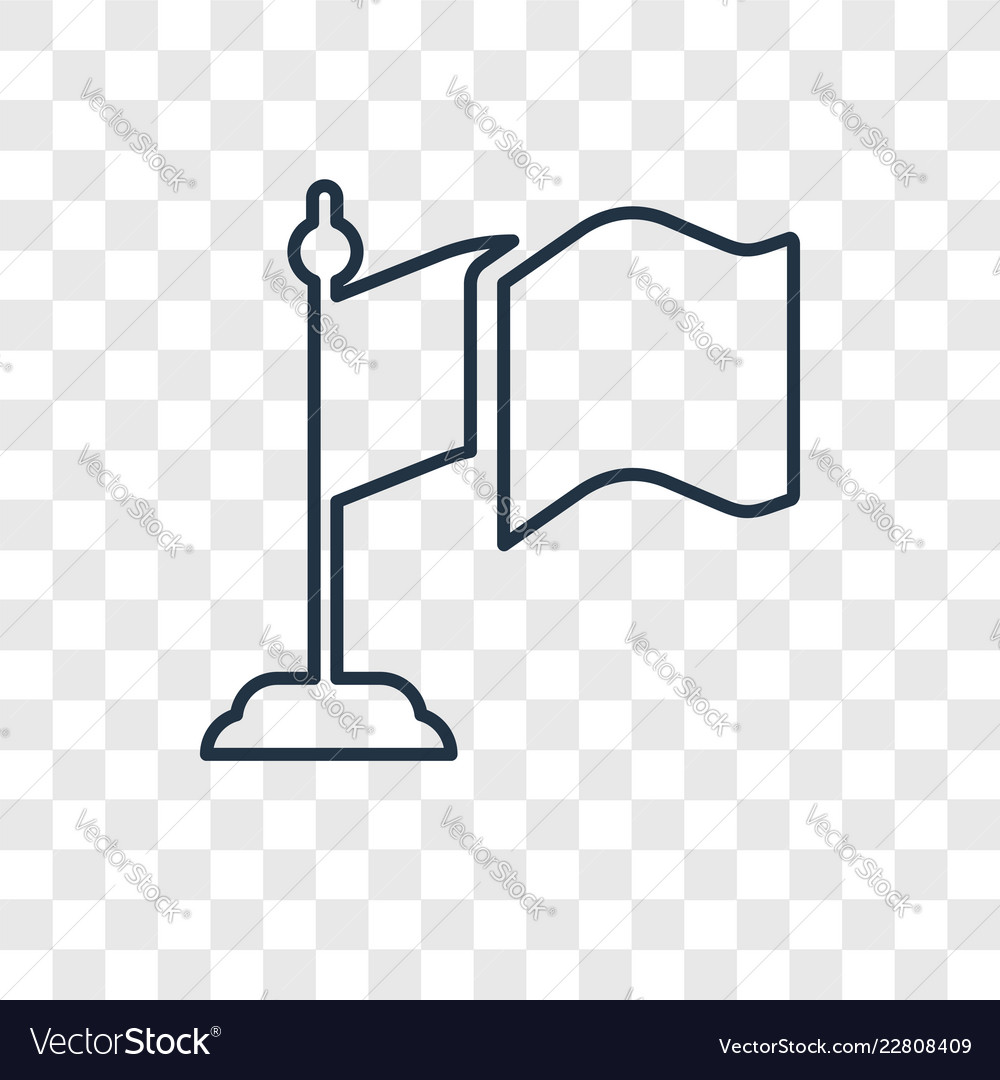 Flag concept linear icon isolated on transparent vector image Flag concept linear icon isolated on transparent