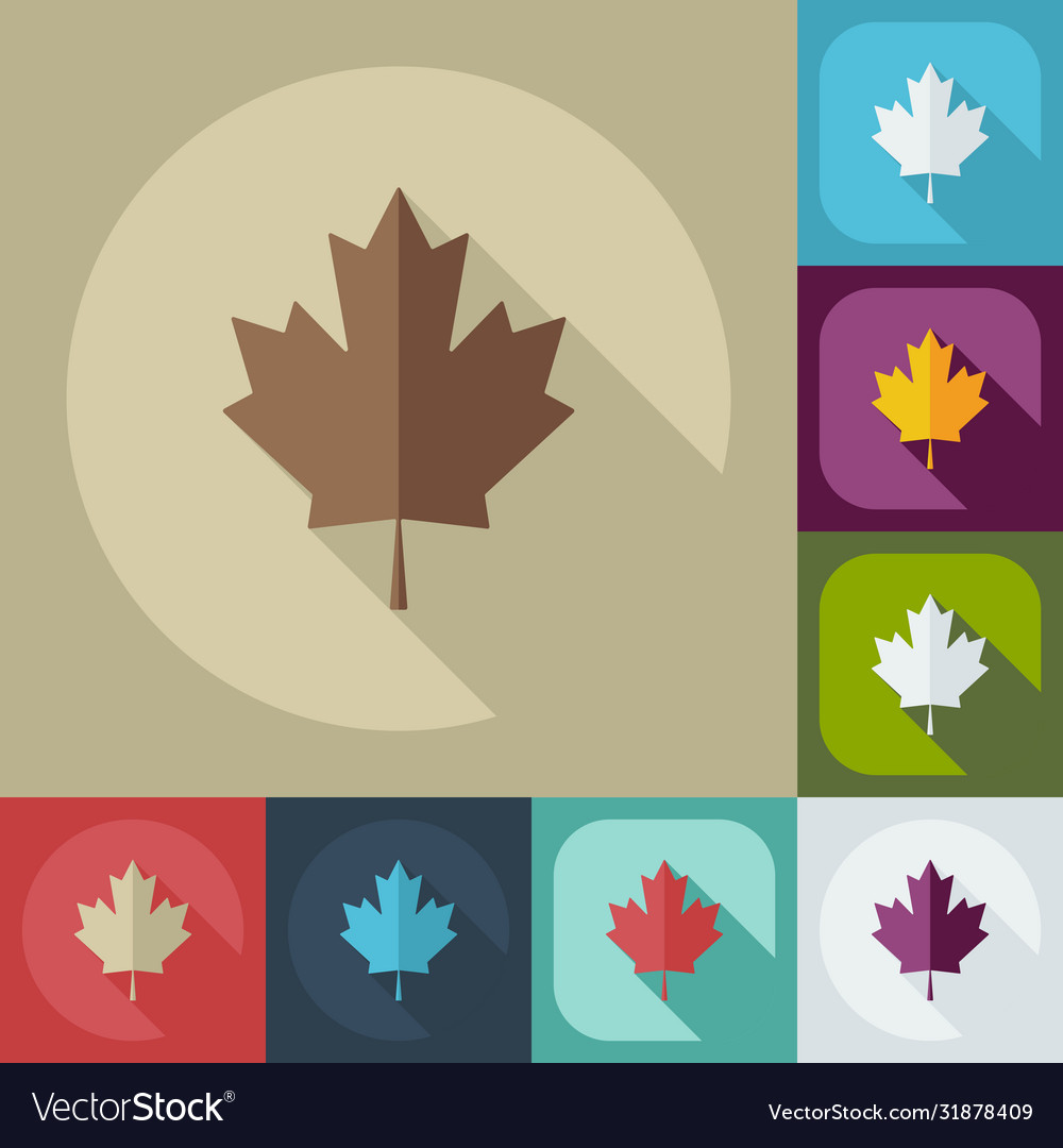 Flat modern design with shadow icons maple leaf