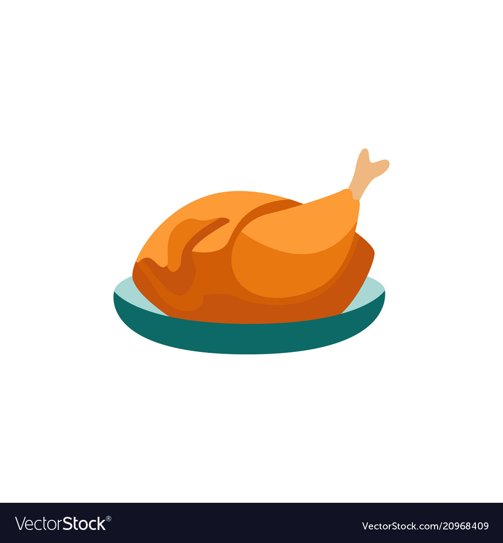 Flat prepared turkey or chicken carcass Royalty Free Vector