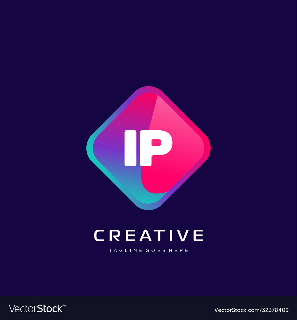 Ip initial logo with colorful template