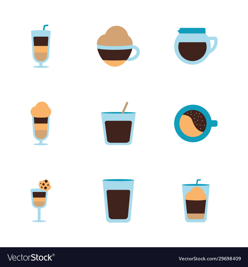 Isolated coffee flat style icon set design Vector Image