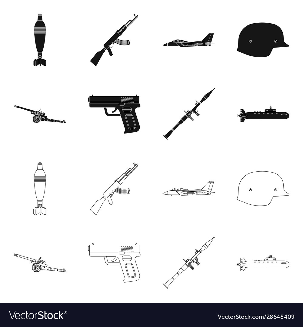 Isolated object weapon and gun symbol set Vector Image Isolated object weapon and gun symbol set