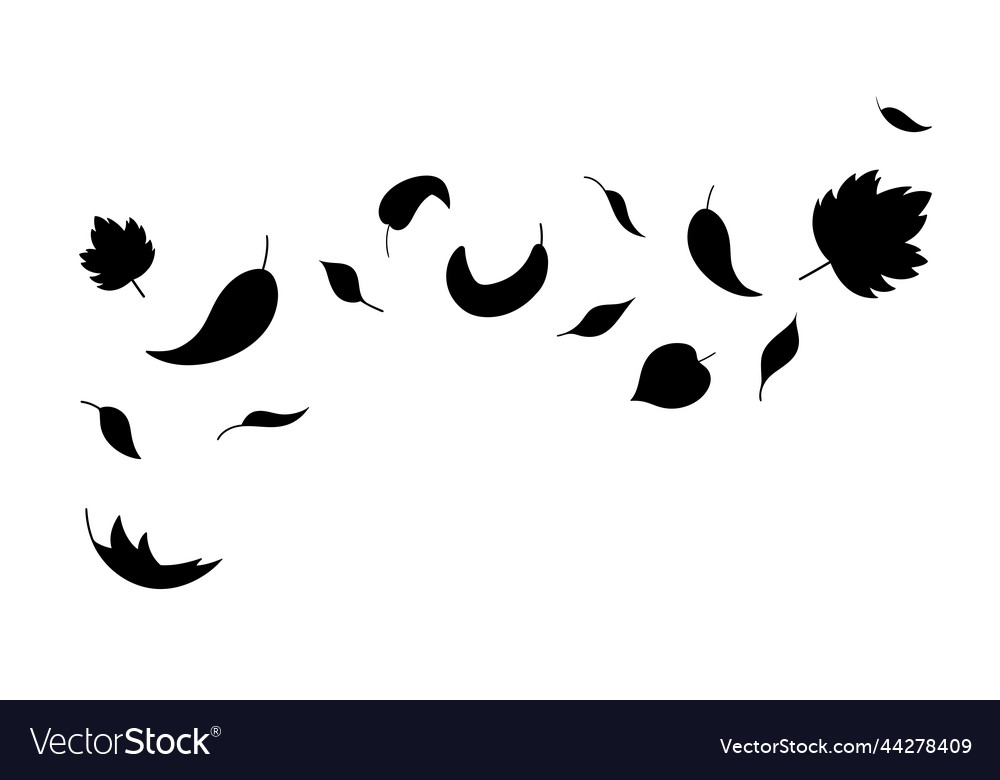 Leaves fall silhouette in simple style