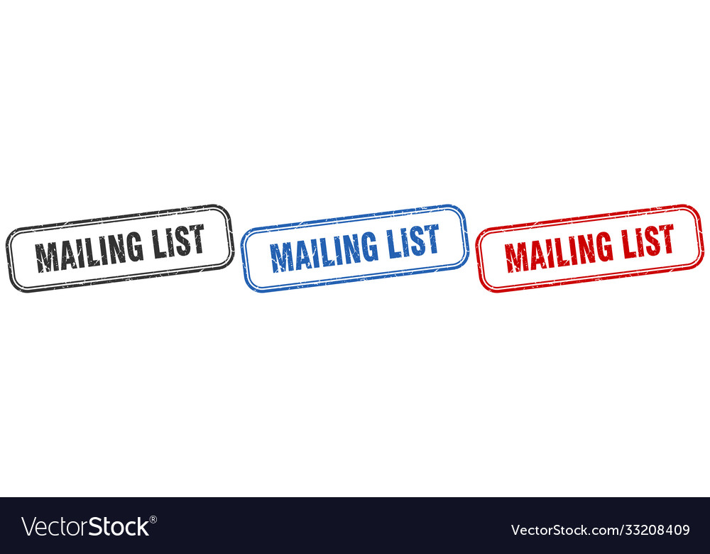 Mailing list square isolated sign set