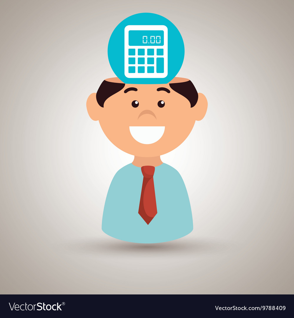 Man and calculator isolated icon design