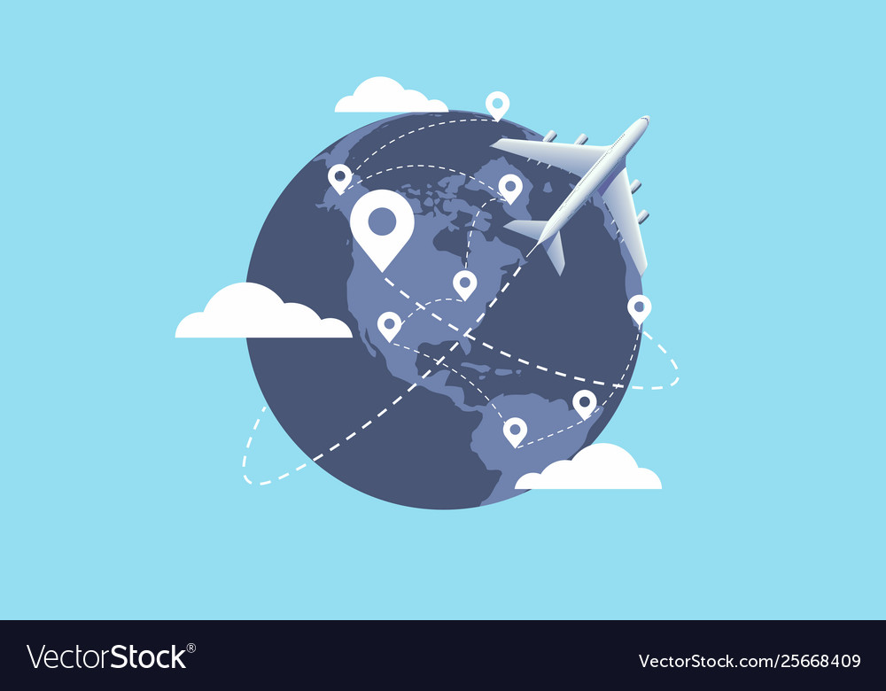 Flugzeug fliegen rund um die Weltreiseplanung