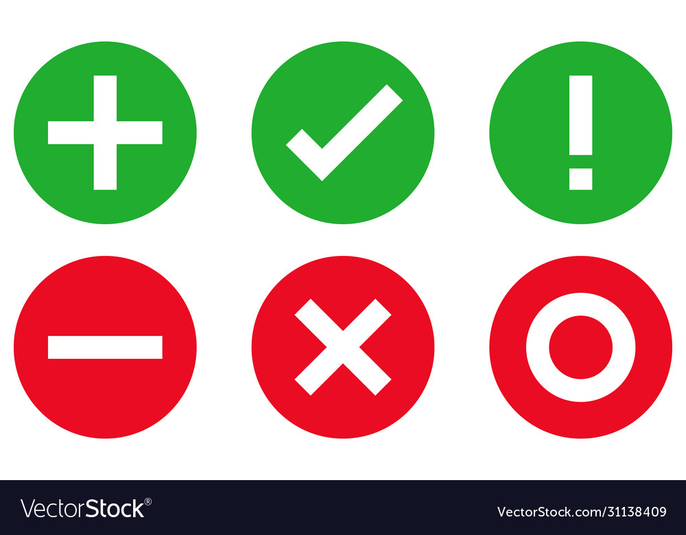 Plus Minus Check Mark Icon Sign Royalty Free Vector Image