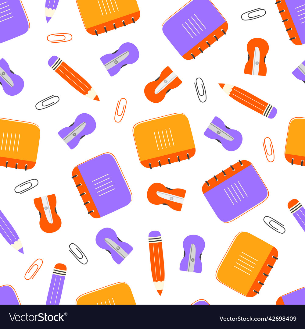 Seamless pattern with pencil notebook