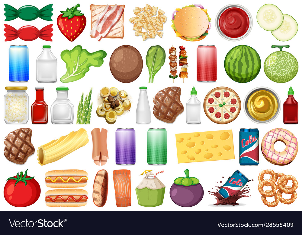 Set isolated objects theme - food and beverage