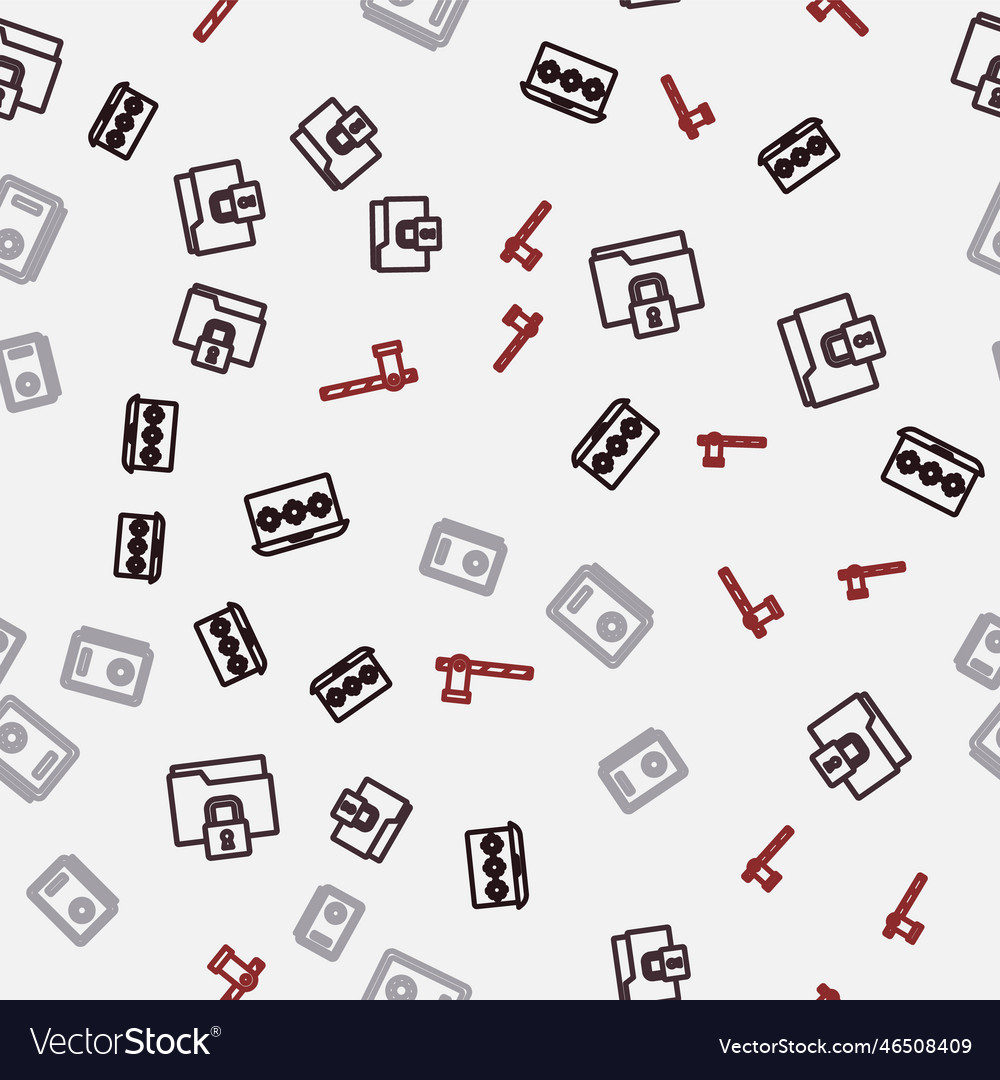 Set line laptop with password folder and lock Vector Image Set line laptop with password folder and lock
