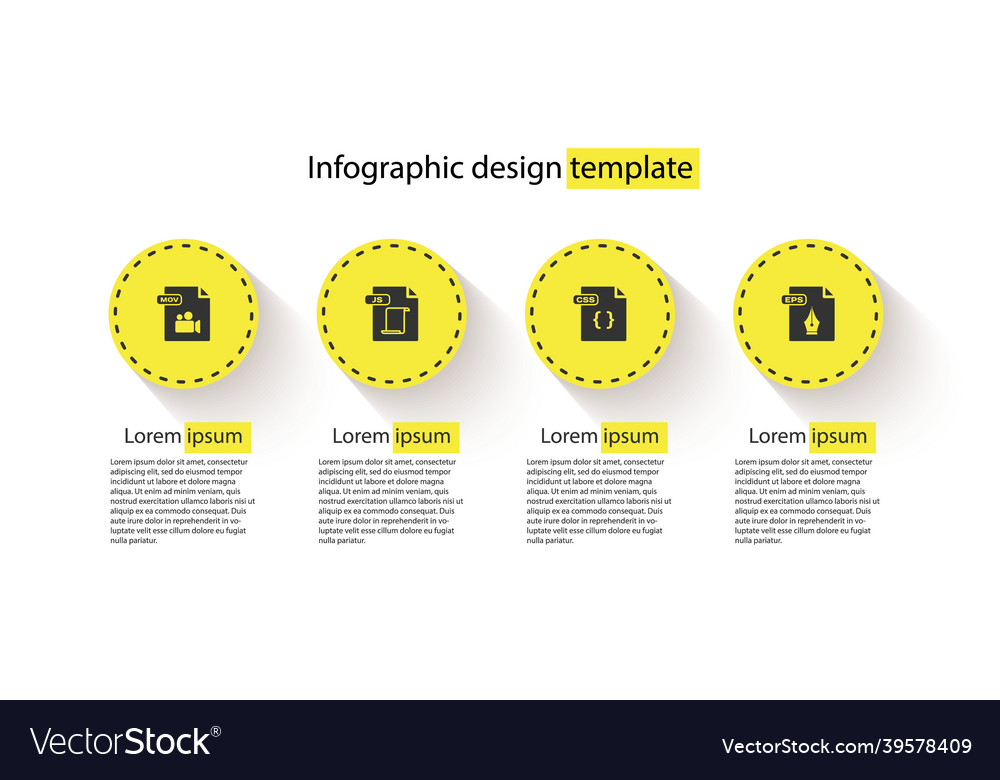 Set mov file document js css and eps business vector image Set mov file document js css and eps business