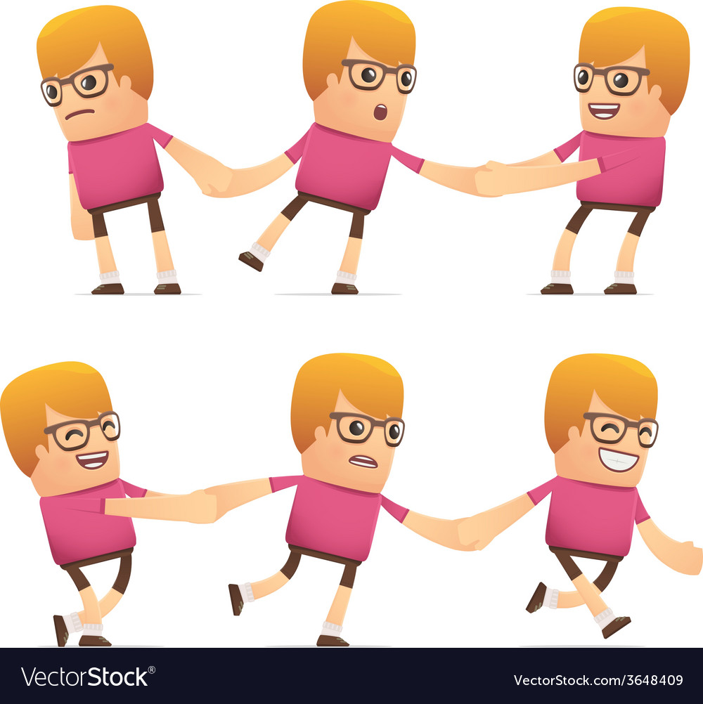 Set of dude character in different poses