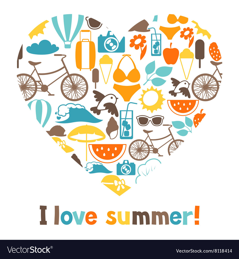 Background with stylized summer objects design