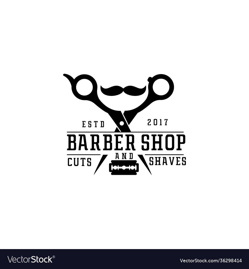 Barbershop simple minimalist logo design modern Vector Image