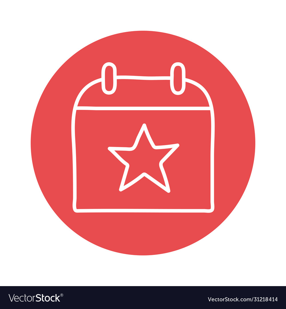 Calendar with star block style icon design
