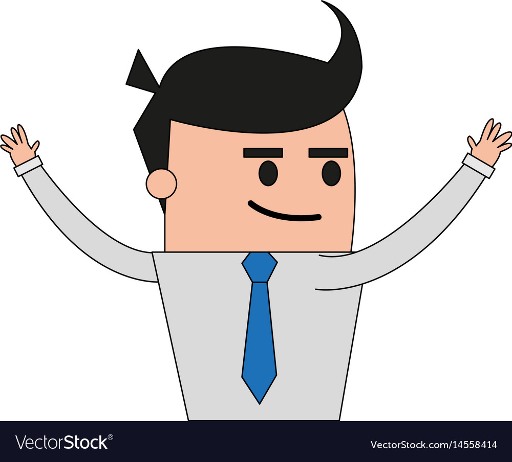 Color image half body cartoon business guy