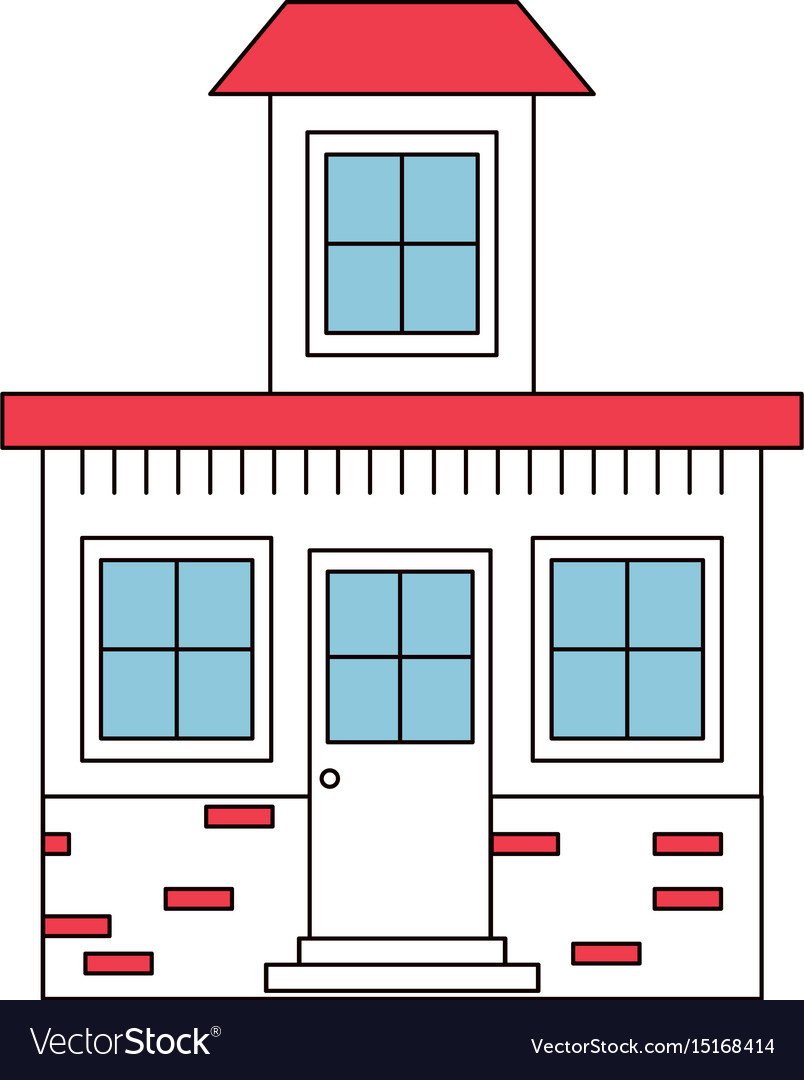 Color sections silhouette house with small attic