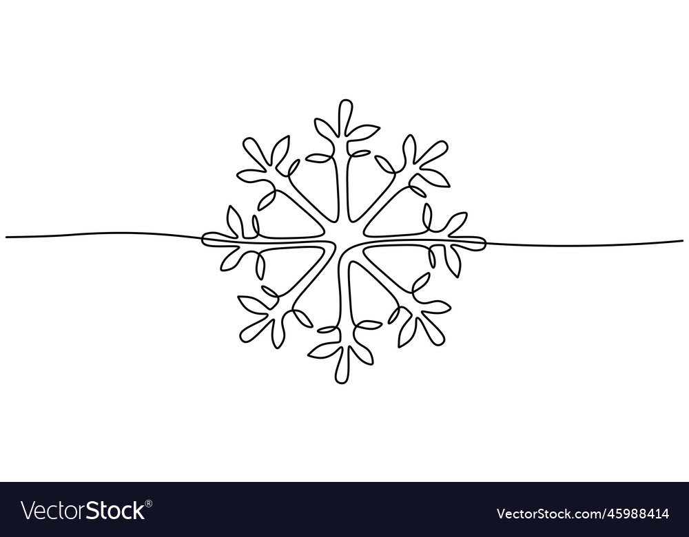 Continuous one single line of snowflake