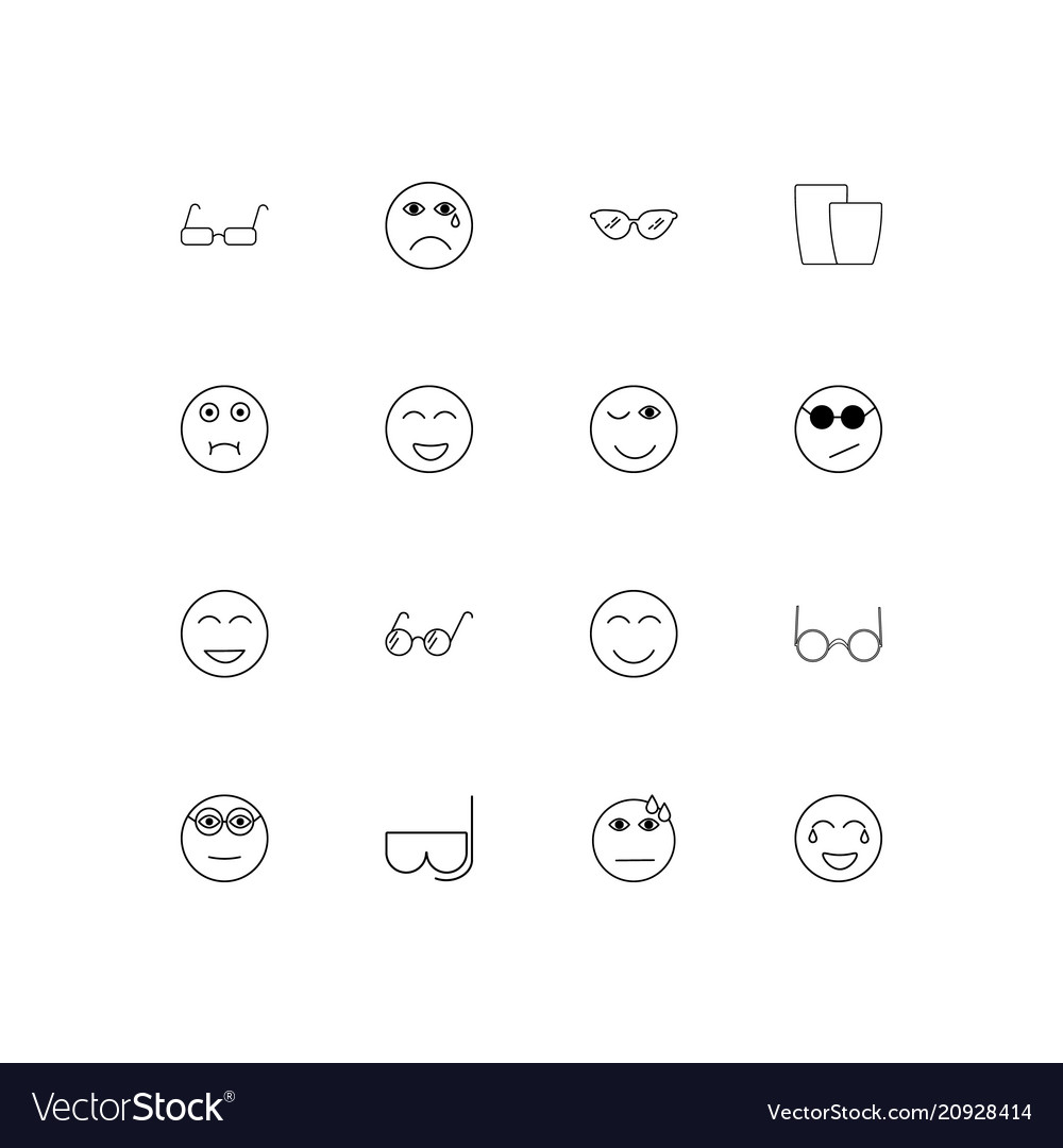 Emoticons linear thin icons set outlined simple