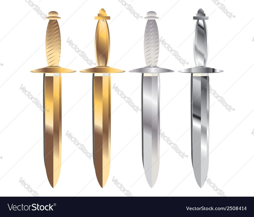 Gold and silver sheathed daggers Royalty Free Vector Image