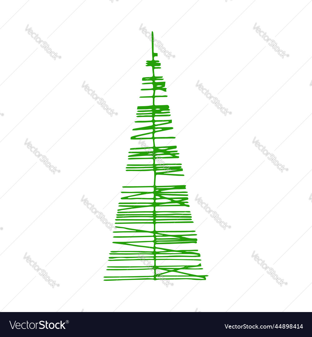 Green tree geometric pyramidal shape simple icon vector image Green tree geometric pyramidal shape simple icon
