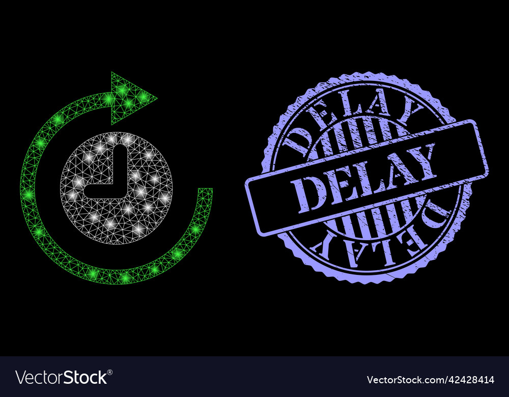 Grunge delay stamp seal and glossy mesh clockwise Vector Image Grunge delay stamp seal and glossy mesh clockwise