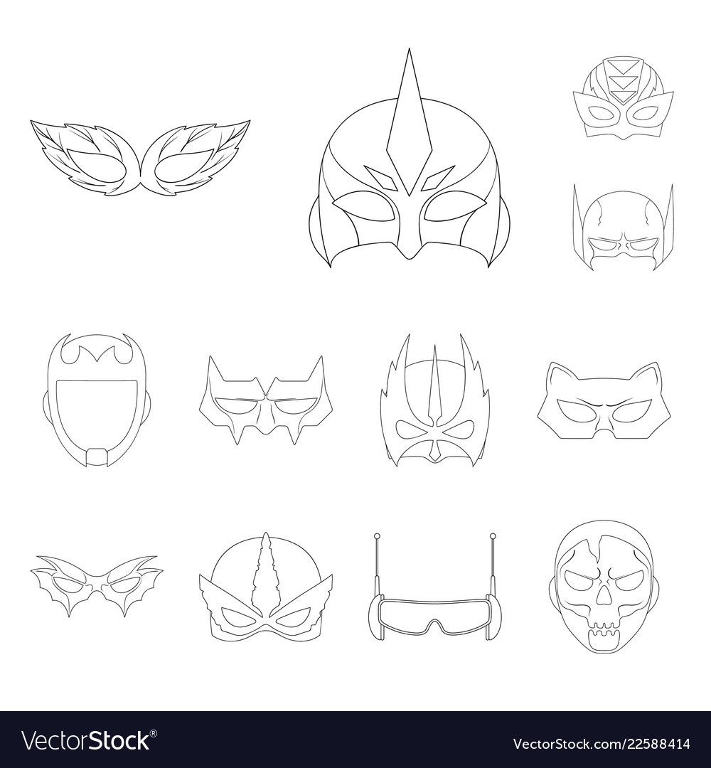 Isolated object of hero and mask sign set vector image Isolated object of hero and mask sign set