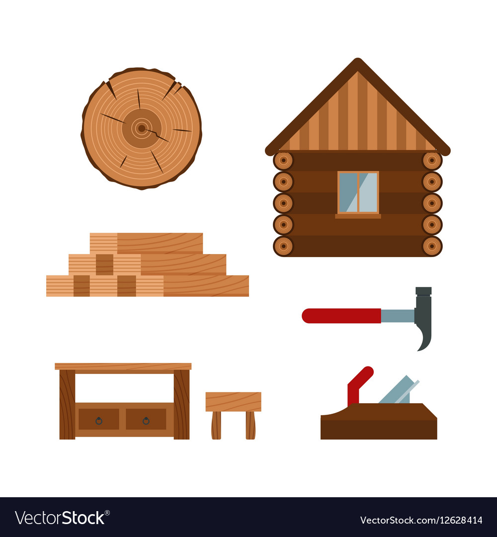 Lumberjack cartoon tools icons