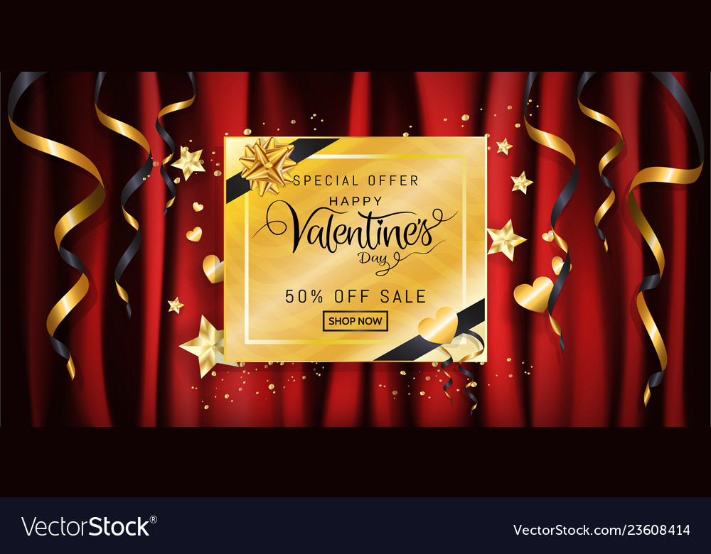 Luxury valentines day sale banner calligraphy