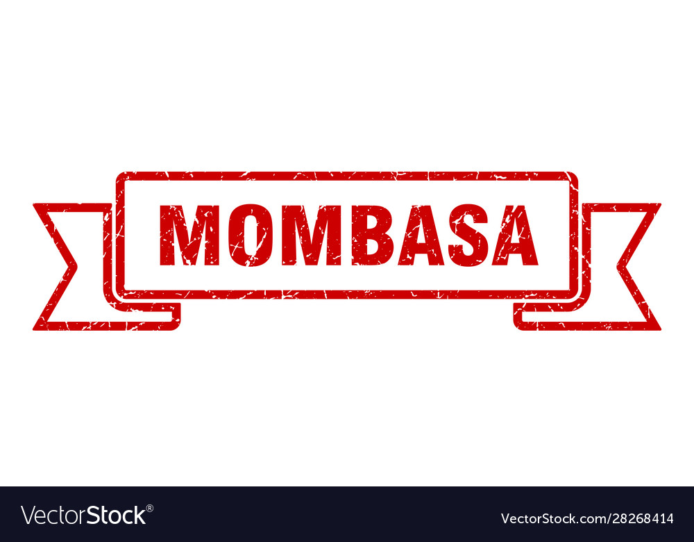 Mombasa ribbon red grunge band sign