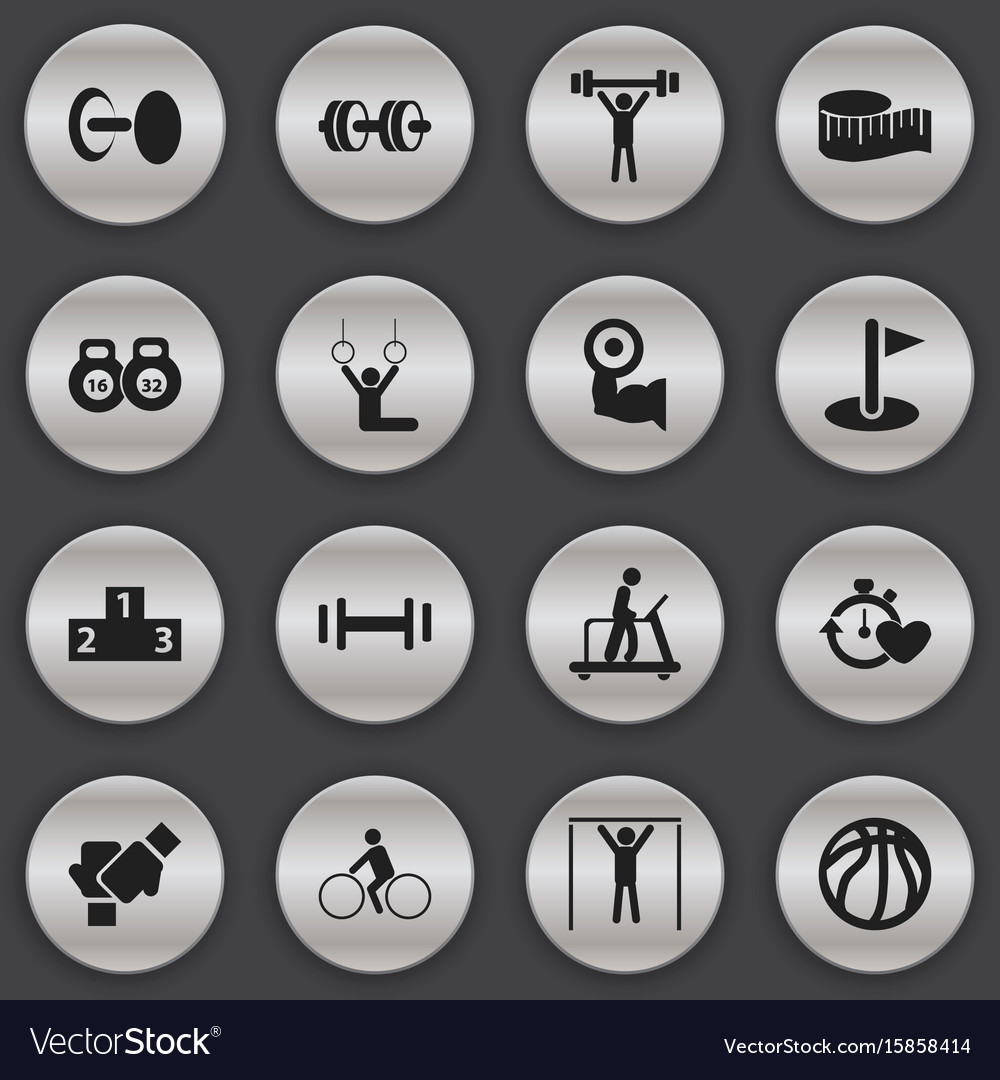 Set of 16 editable exercise icons includes